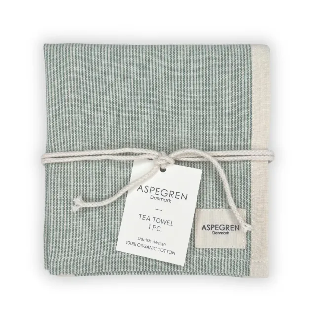 Aspegren Denmark Pinstripe kjøkkenhåndkle Spinach 50x70 cm økologisk