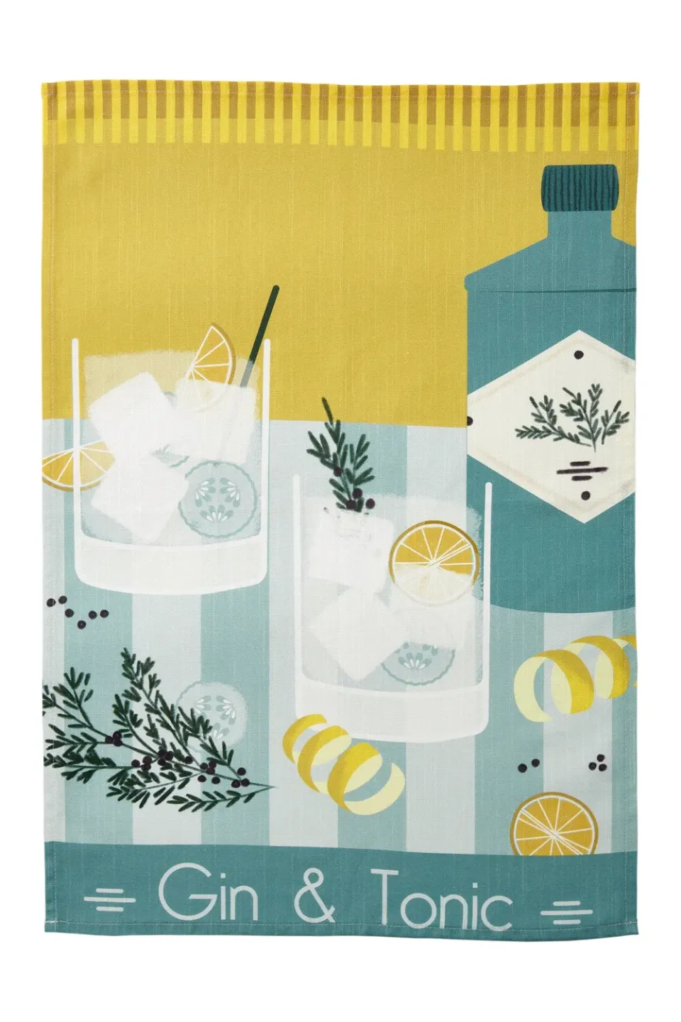 Coucke Gin Tonic kjøkkenhåndkle blått 50x75 lin/bomull