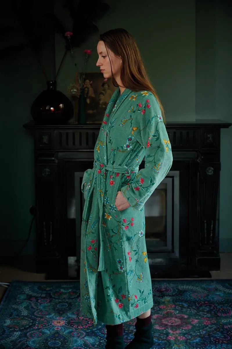 Pip Studio Les Fleurs morgenkåpe M grønn bomull