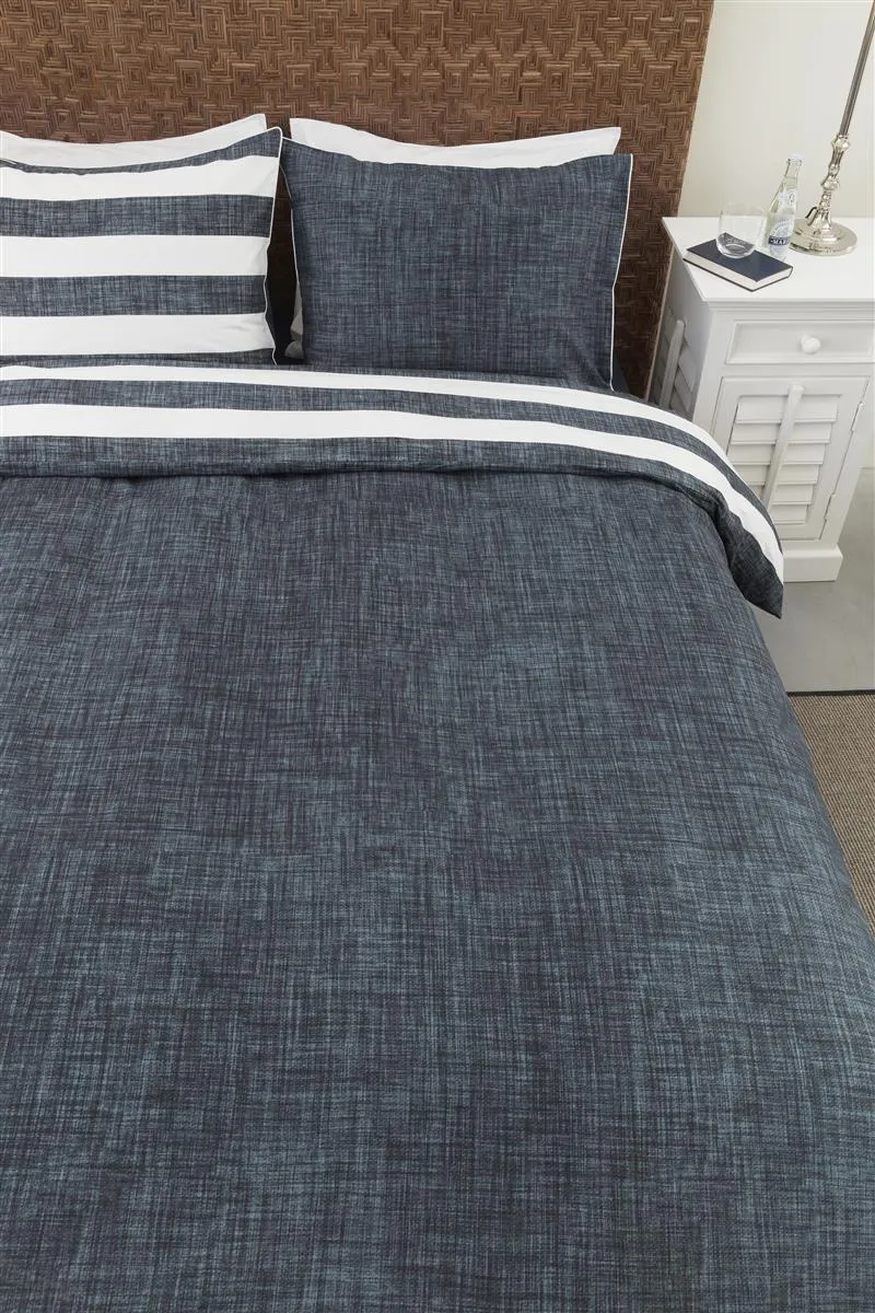 Riviera Maison Lindy Lines dynebetrekk 140x200 marineblå