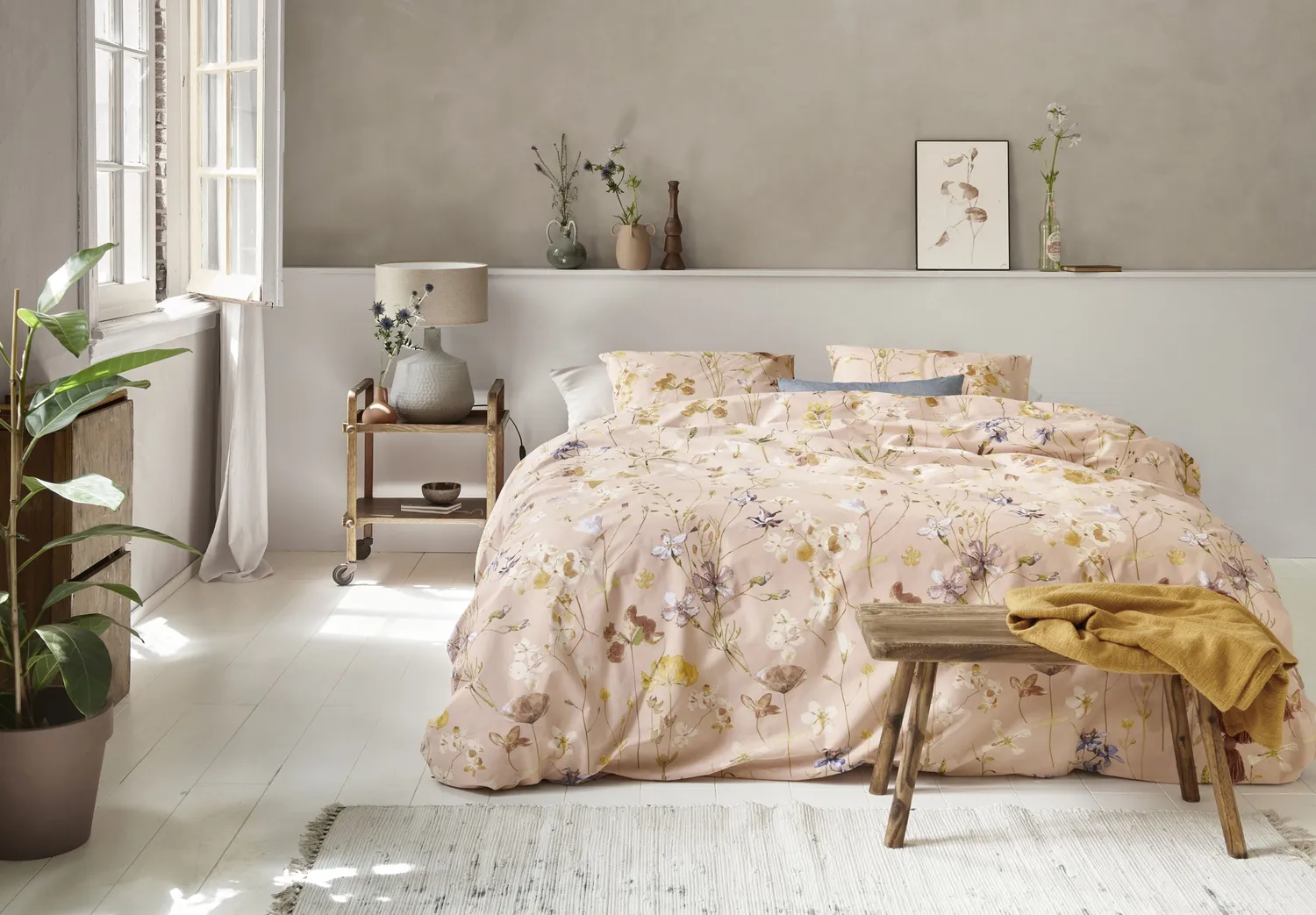 Ariadne at Home Soft Flowers dynetrekk 140x200 nude flanell