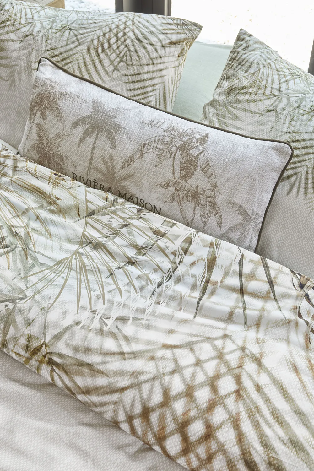 Rivièra Maison Palm Shade dynetrekk naturel 200x200 bomull