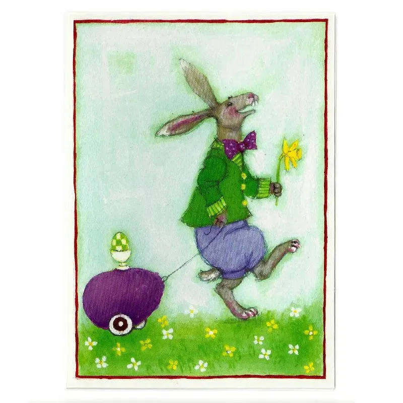Aspegren Denmark Hare with Eggcart postkort 11x16 cm dobbeltkort