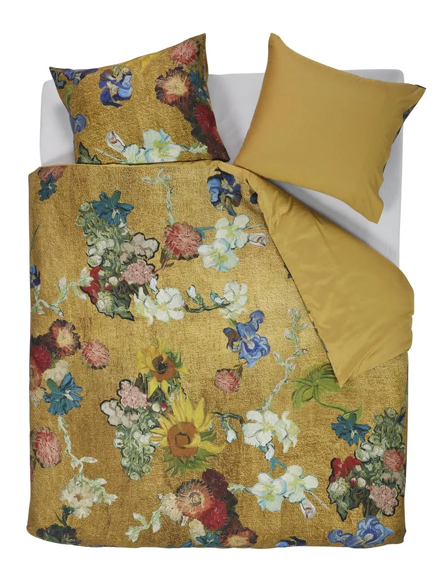 Beddinghouse Van Gogh Partout des Fleurs dynetrekk 140x200 gull sateng