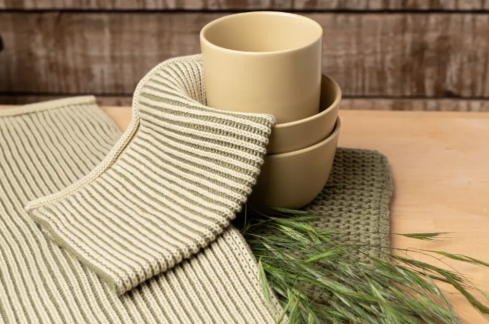 Solwang Design RibRib håndkle oliven toner økologisk