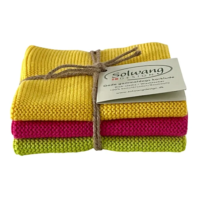 Solwang Design Gul Pink Lime karklut 3-pk gul rosa økologisk