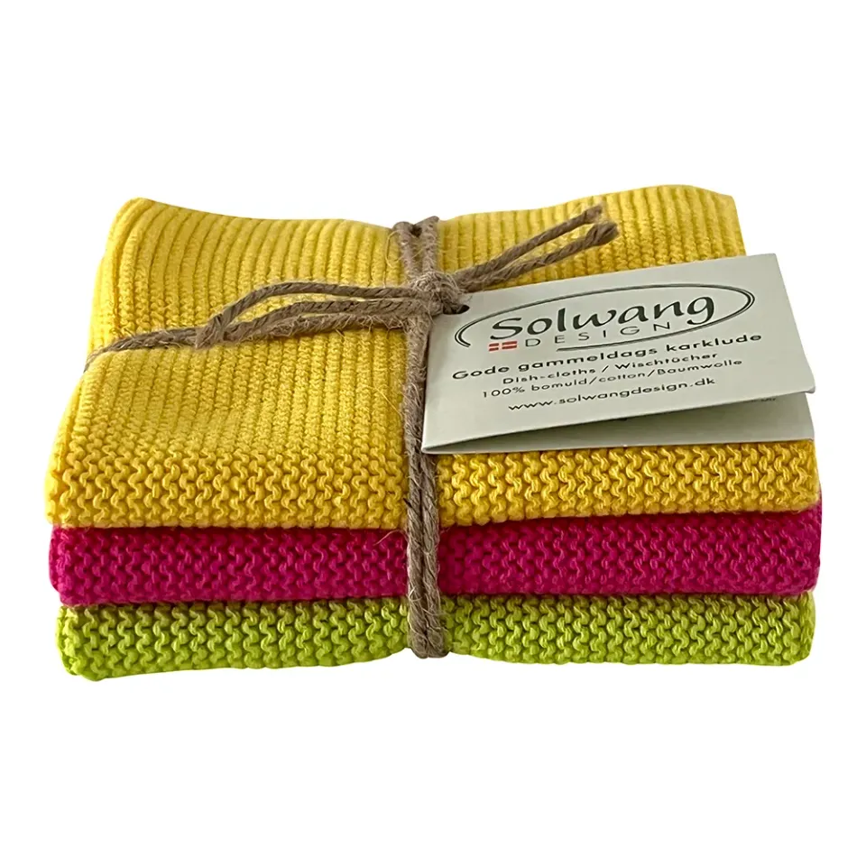Solwang Design Gul Pink Lime karklut 3-pk gul rosa økologisk
