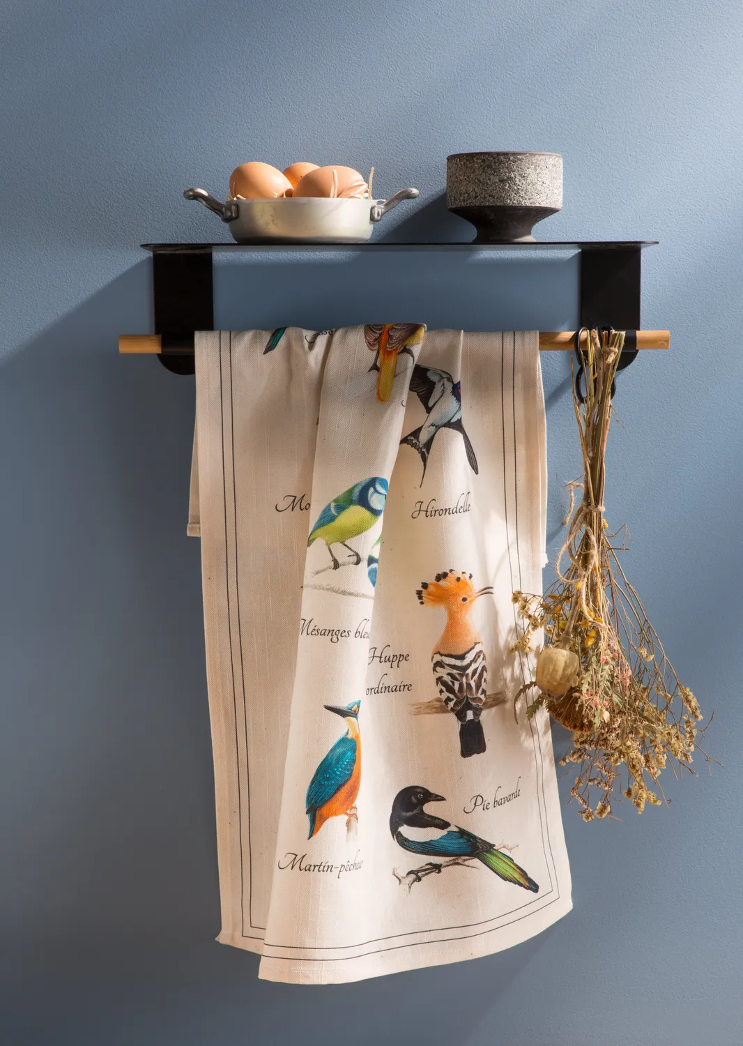 Coucke The Birds kjøkkenhåndkle 50x75 cm hvit bomull-lin