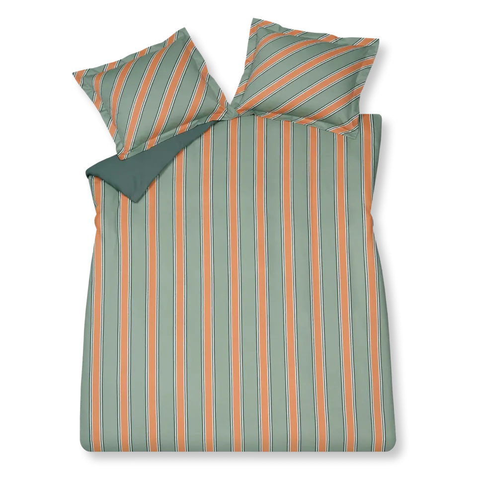 Vandyck Preppy Stripe dynetrekksett 140x200 smoke green sateng