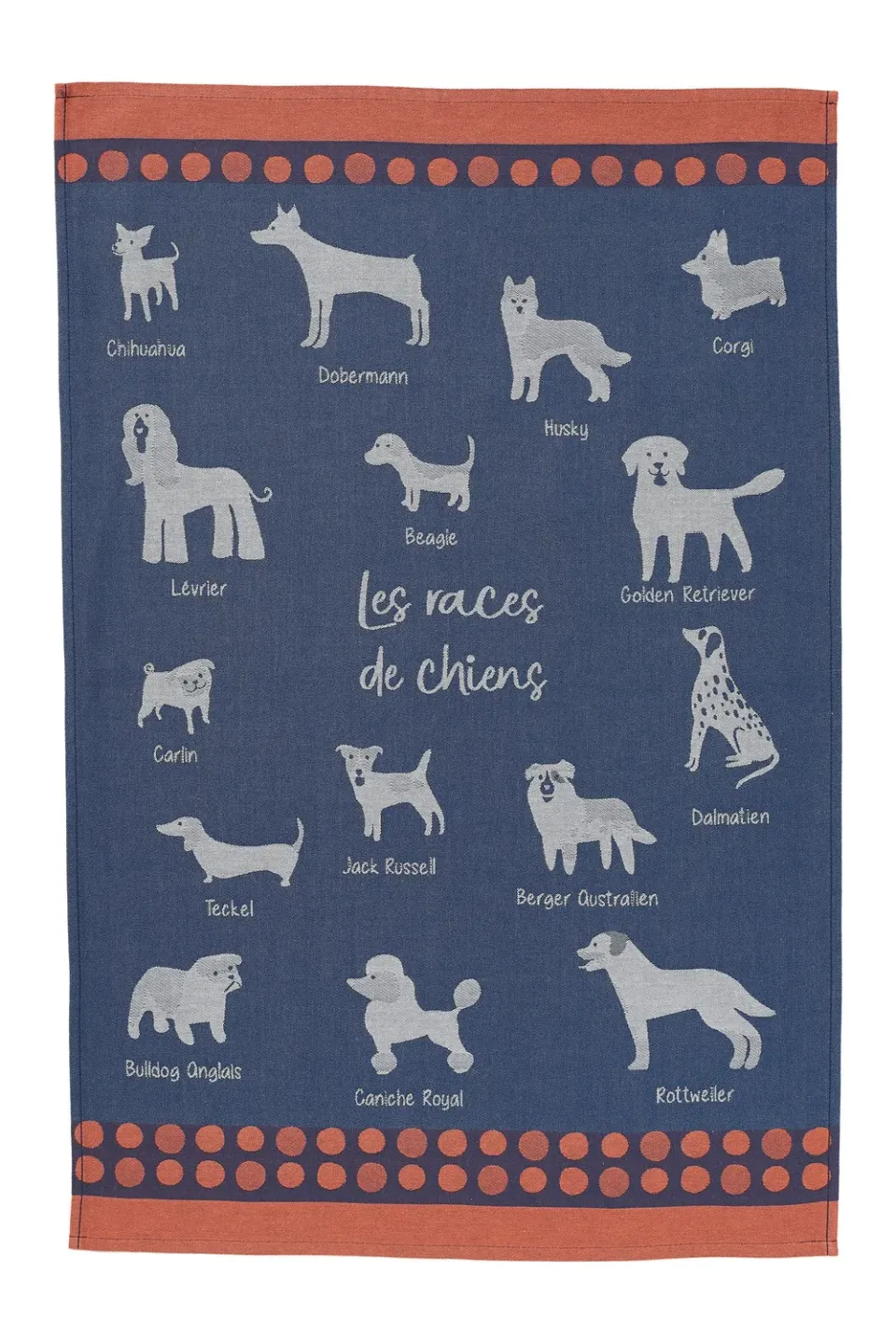Coucke Dog Breeds Jacquard kjøkkenhåndkle mørkeblått 50x75 cm bomull