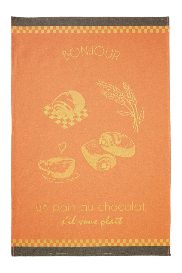 Coucke Le Pain au Chocolat Jacquard kjøkkenhåndkle oransje 50x75 bomull