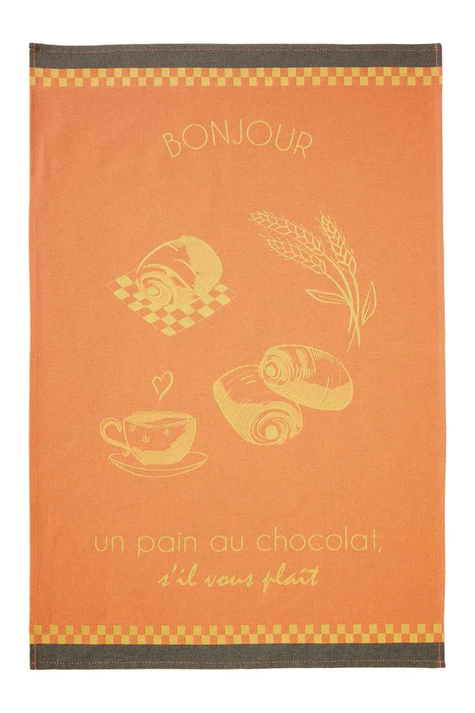 Coucke Le Pain au Chocolat Jacquard kjøkkenhåndkle oransje 50x75 bomull