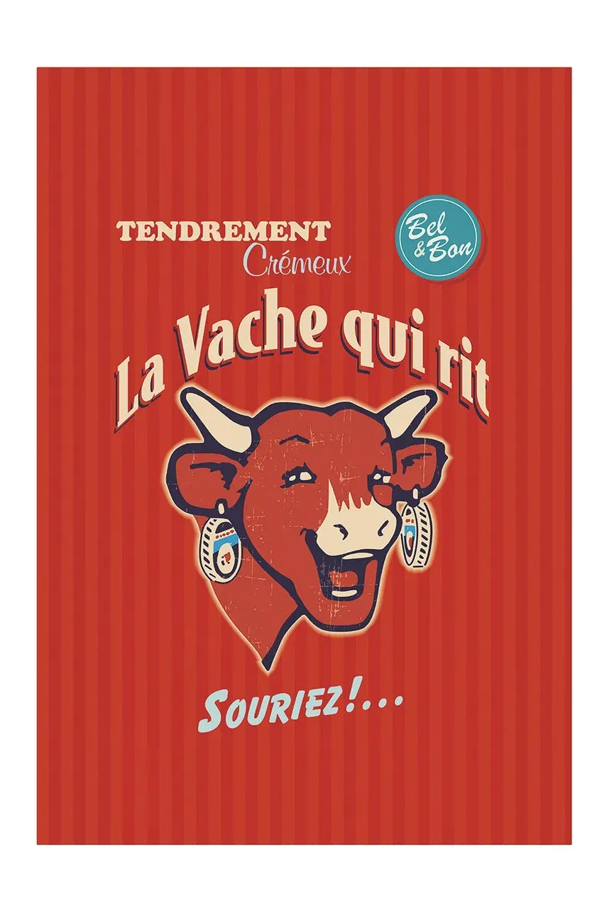 Coucke The Laughing Cow Retro Red and Blue kjøkkenhåndkle rød 2-pk bomull