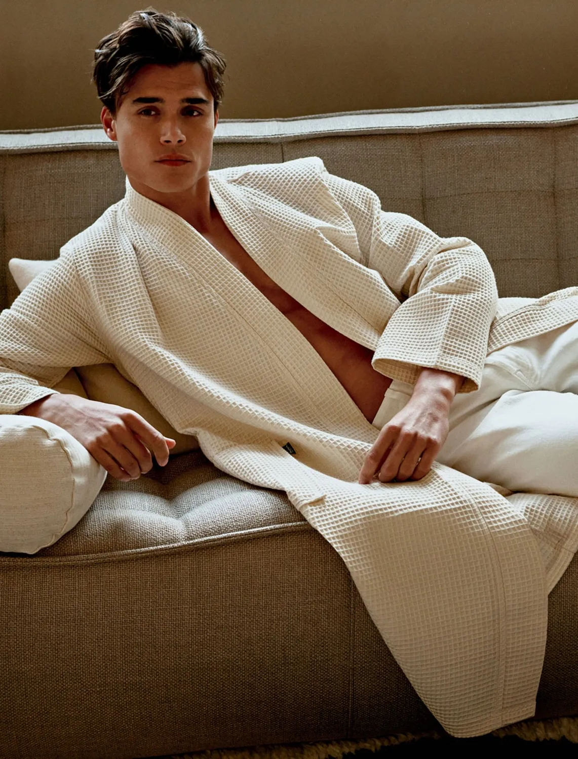 Vandyck Biarritz badekåpe cream tan vaffel M