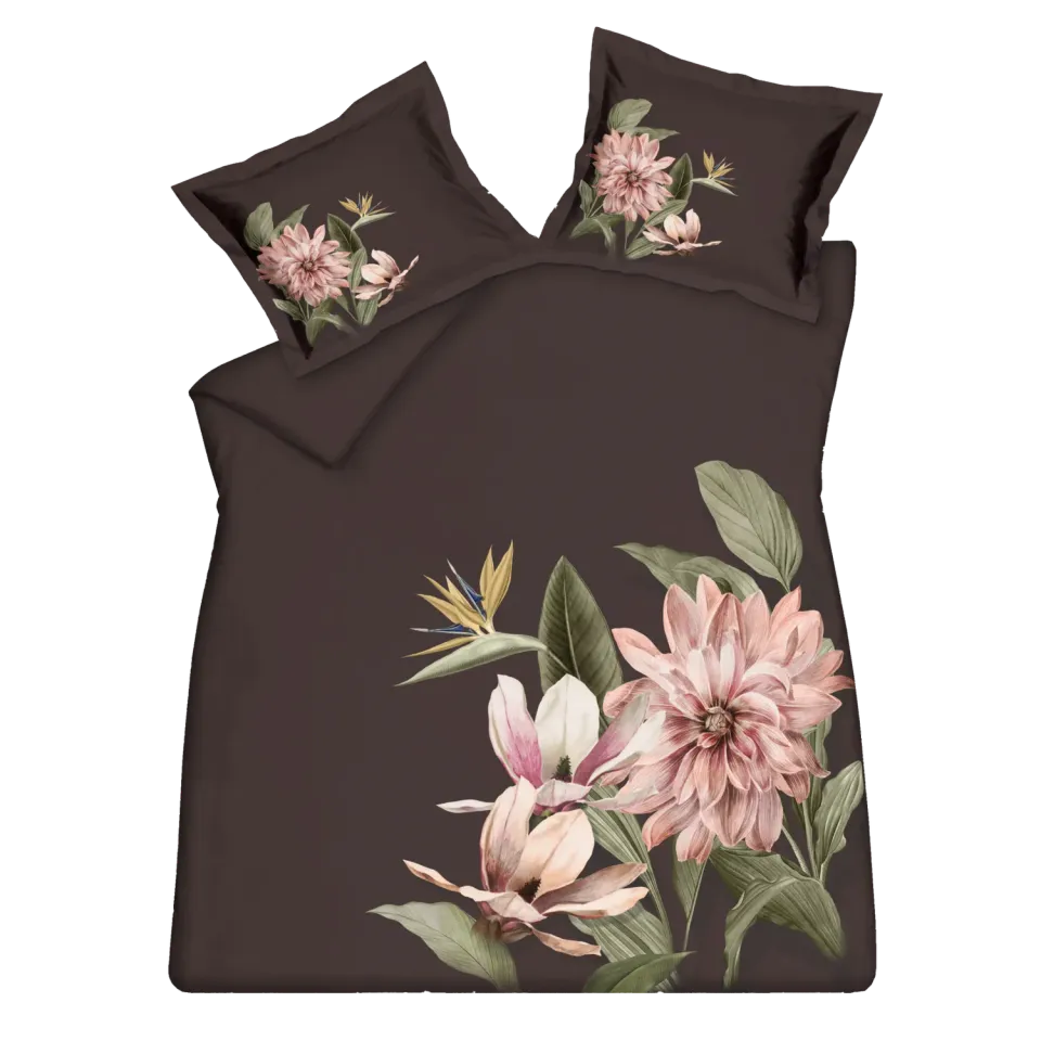 Vandyck Paradise Bloom dynetrekk 140x200 chocolate sateng
