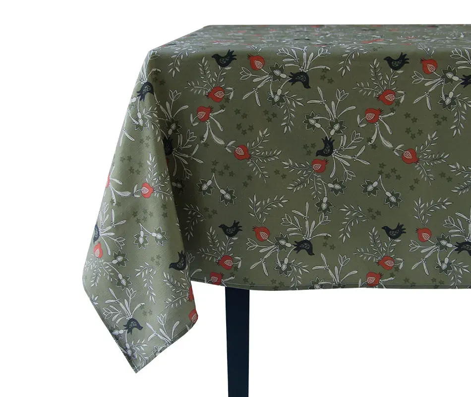 Coucke Pomegranate bordduk khaki 180x300 cm bomull/lin