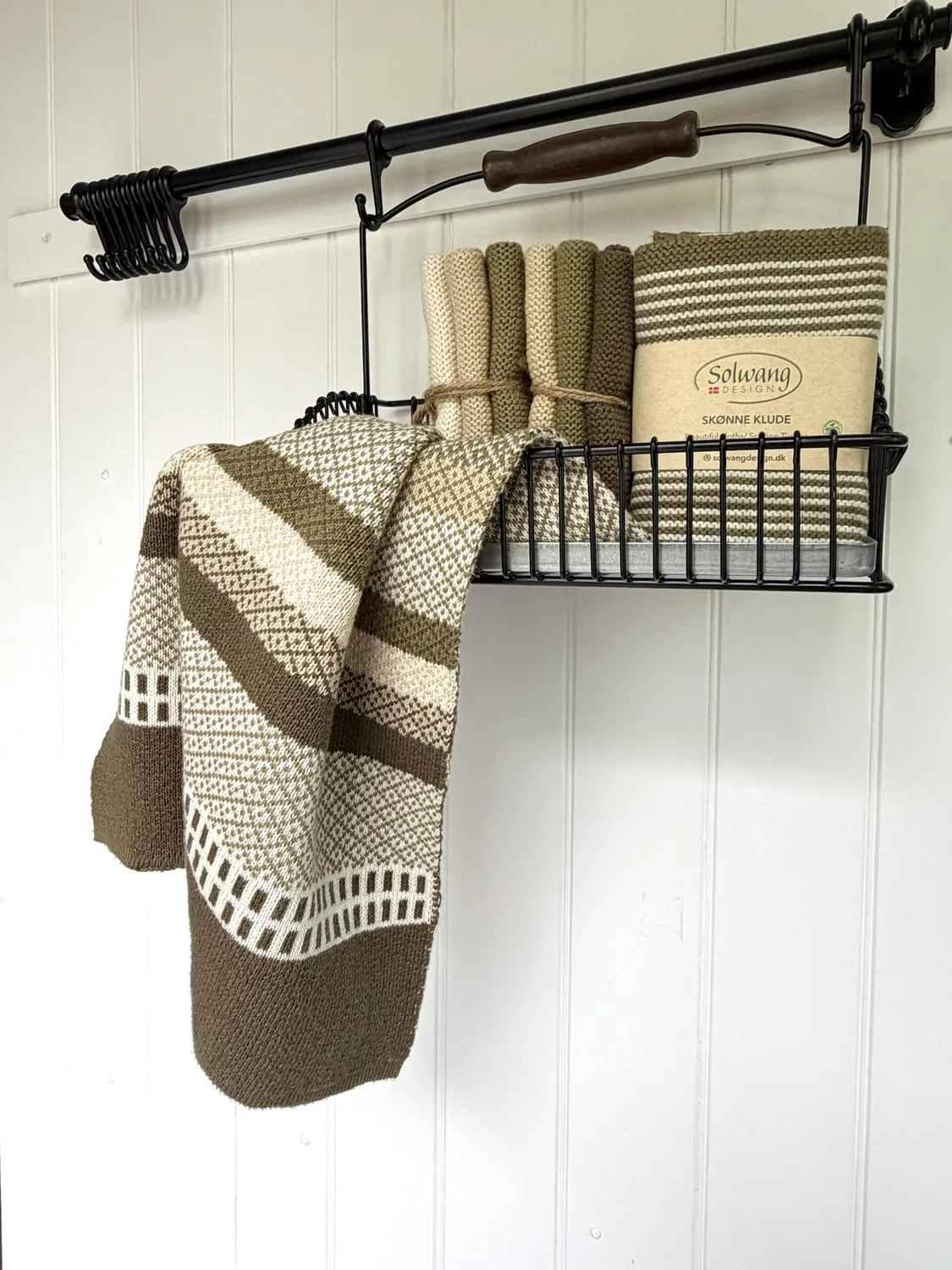 Solwang Zero Waste håndkle jacquard oliven restgarn