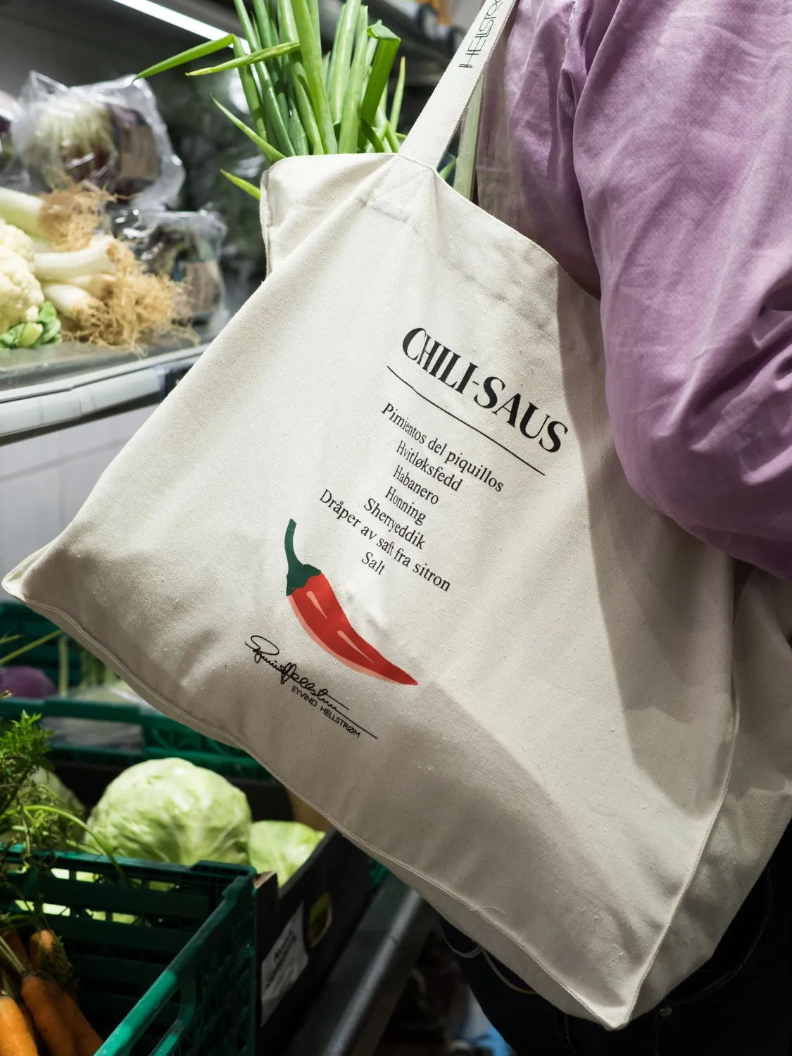 Hellstrøm Chili handlenett hvit resirkulert bomull