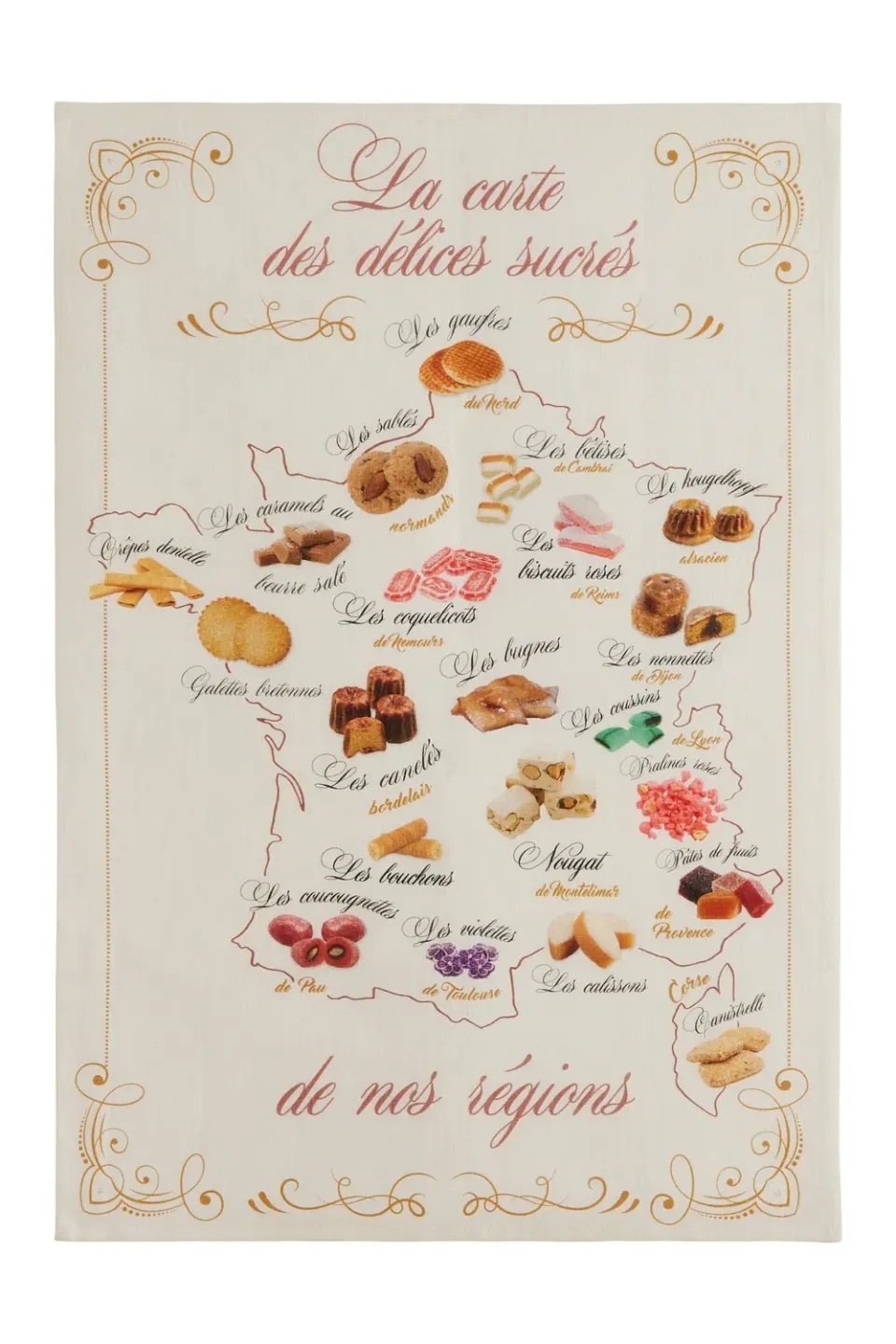 Coucke Gourmet Map kjøkkenhåndkle beige 50x75 lin