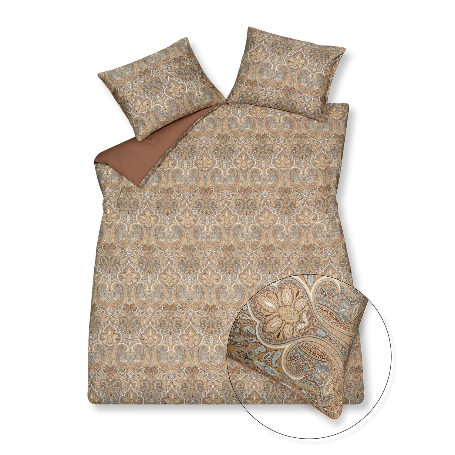 Vandyck Home 96 dynetrekksett toffee XL satengblomst