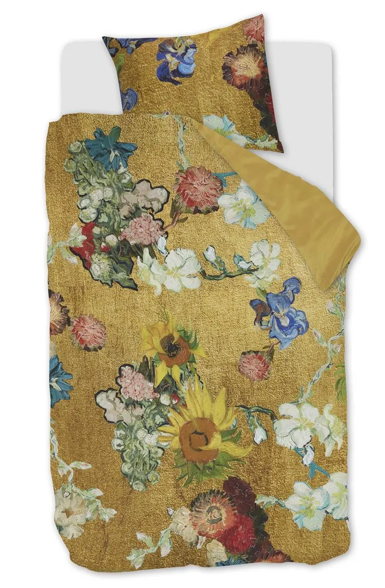 Beddinghouse Van Gogh Partout des Fleurs dynetrekk 140x200 gull sateng