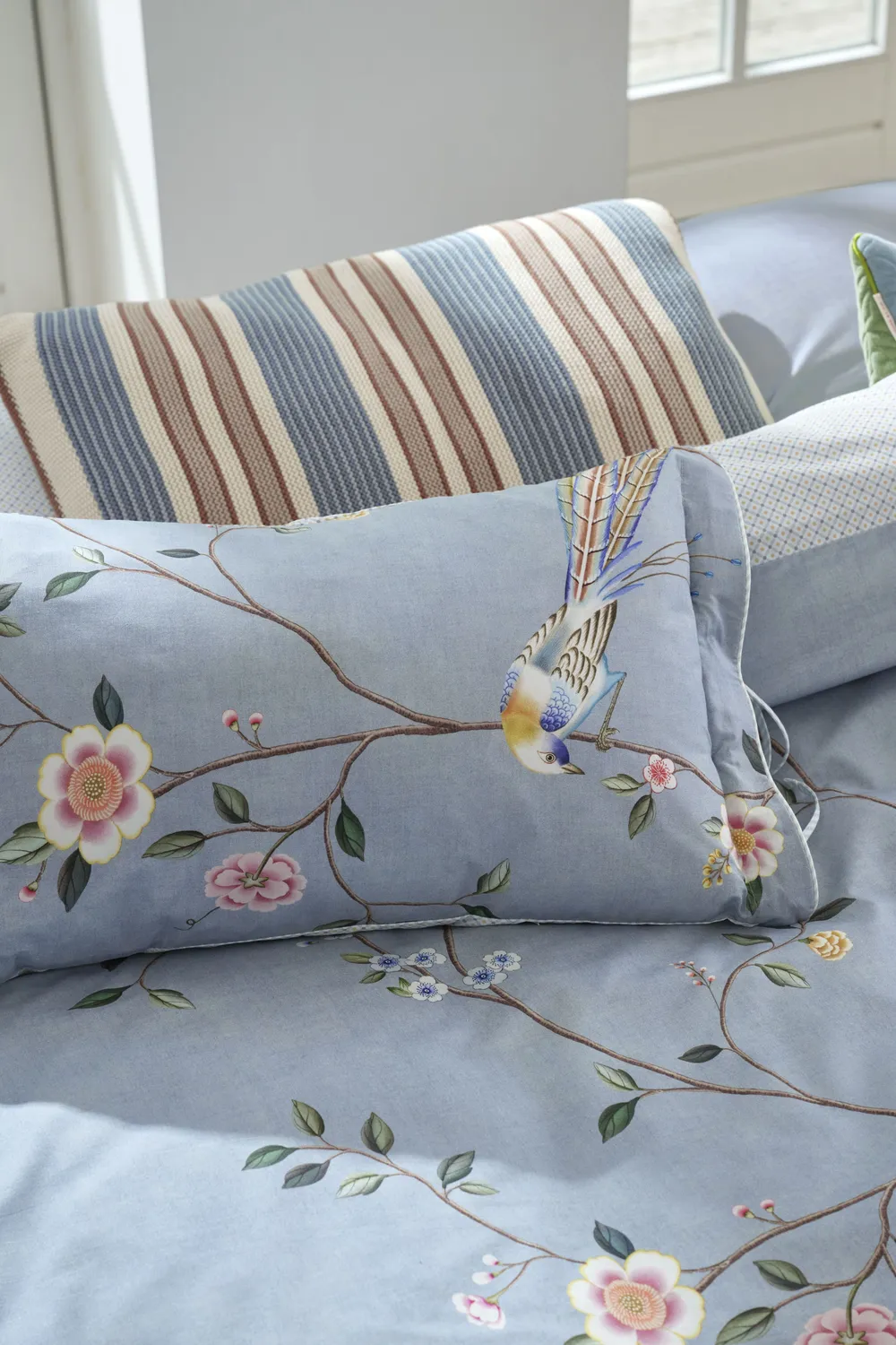Pip Studio Bamboo Blossom dynetrekk lyseblått putetrekk crisp