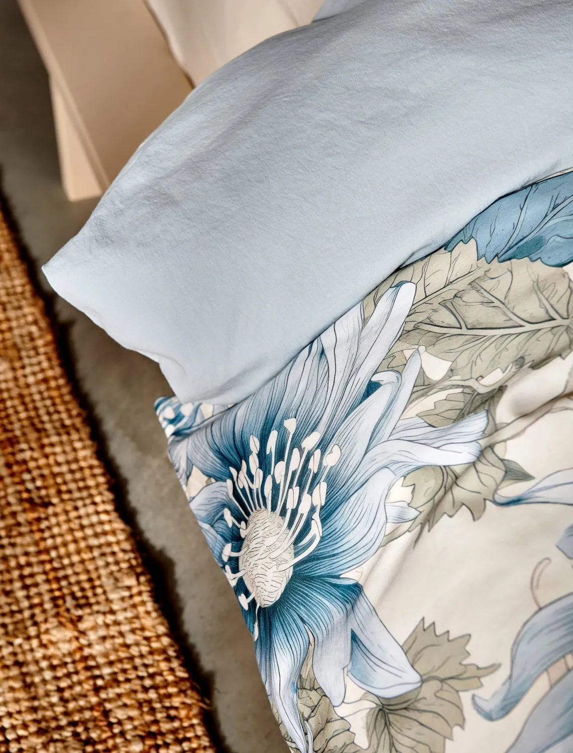 Vandyck Blue Wander dynetrekksett pearl blue sateng
