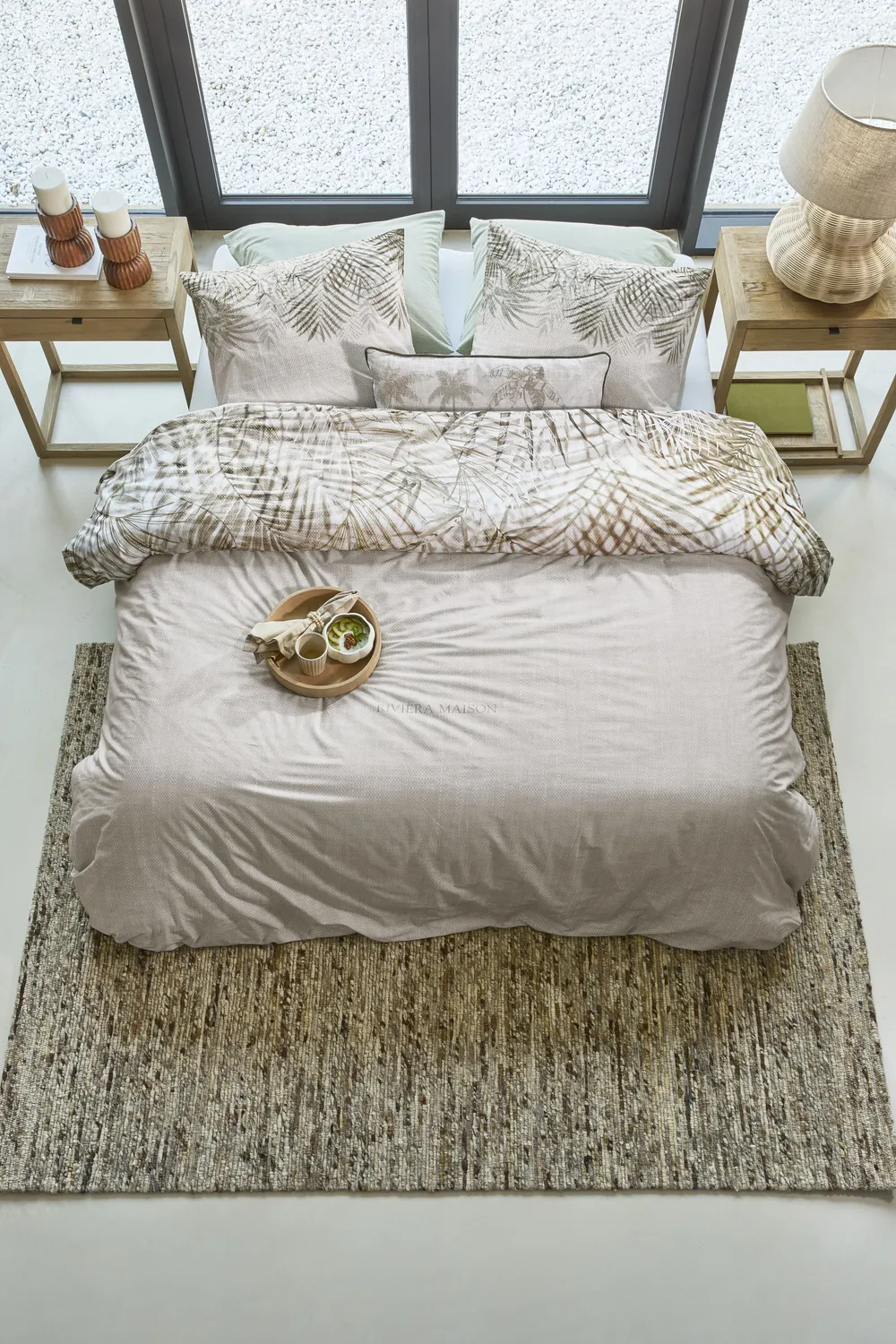 Rivièra Maison Palm Shade dynetrekk naturel 200x200 bomull