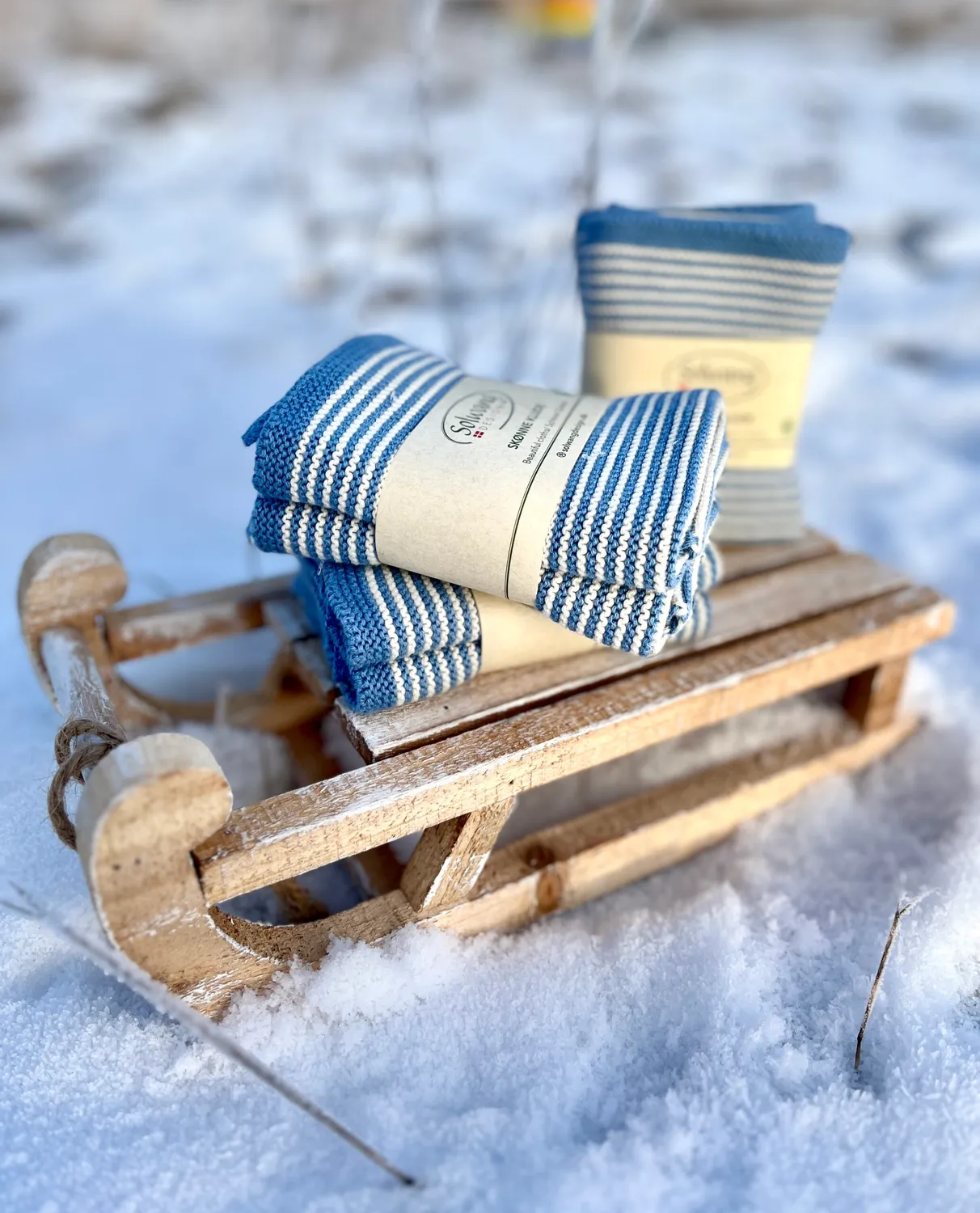 Solwang Design kluter Blå stripe 2-pk økologisk bomull