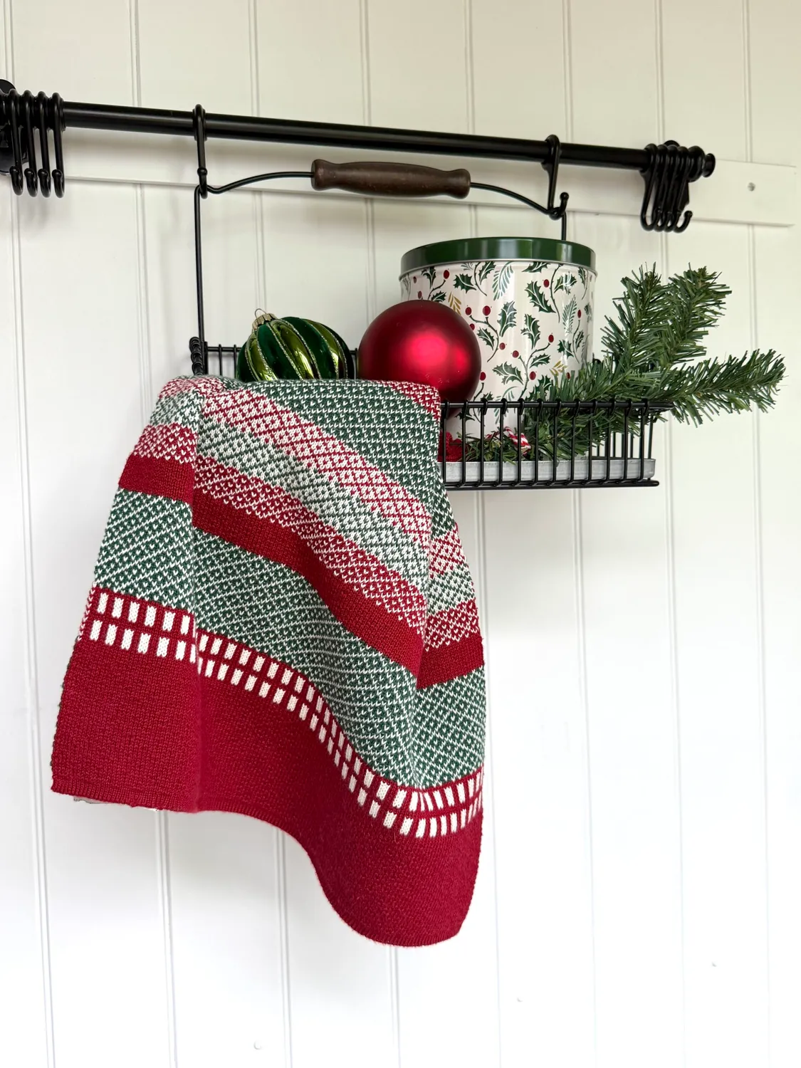 Solwang Design restgarn jacquard håndkle rød grønn