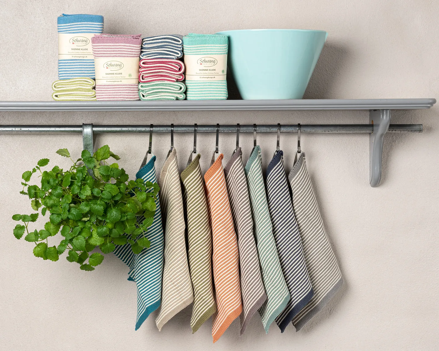 Solwang Design kluter Blå stripe 2-pk økologisk bomull