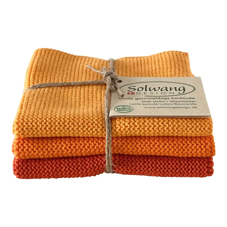 Solwang Design kluter orange kombi 3 stk økologisk bomull