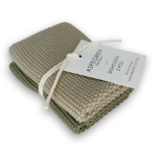 Aspegren Denmark Solid klut oliven 2-pk 25x25 cm økologisk