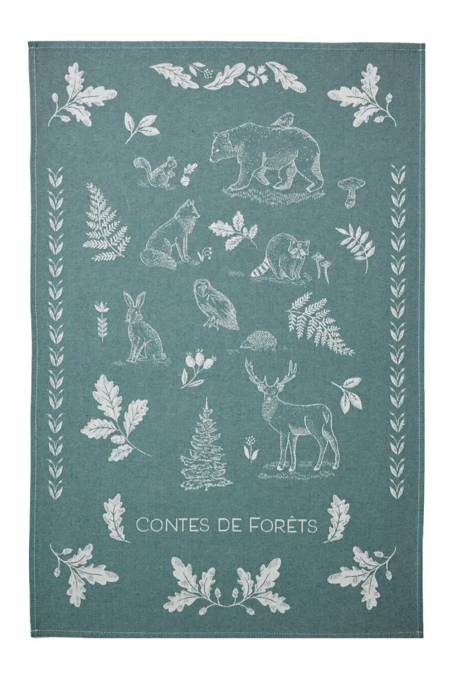 Coucke Forest Tale kjøkkenhåndkle 50x75 cm blågrønn bomull