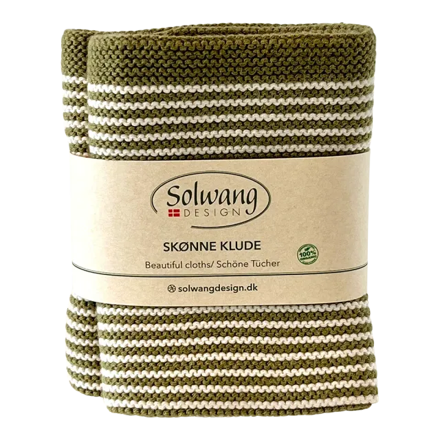 Solwang Design Oliven stripe klut 2-pk økologisk bomull