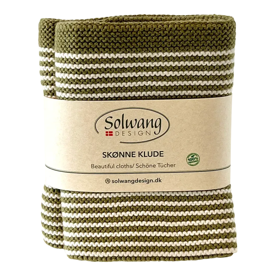 Solwang Design Oliven stripe klut 2-pk økologisk bomull