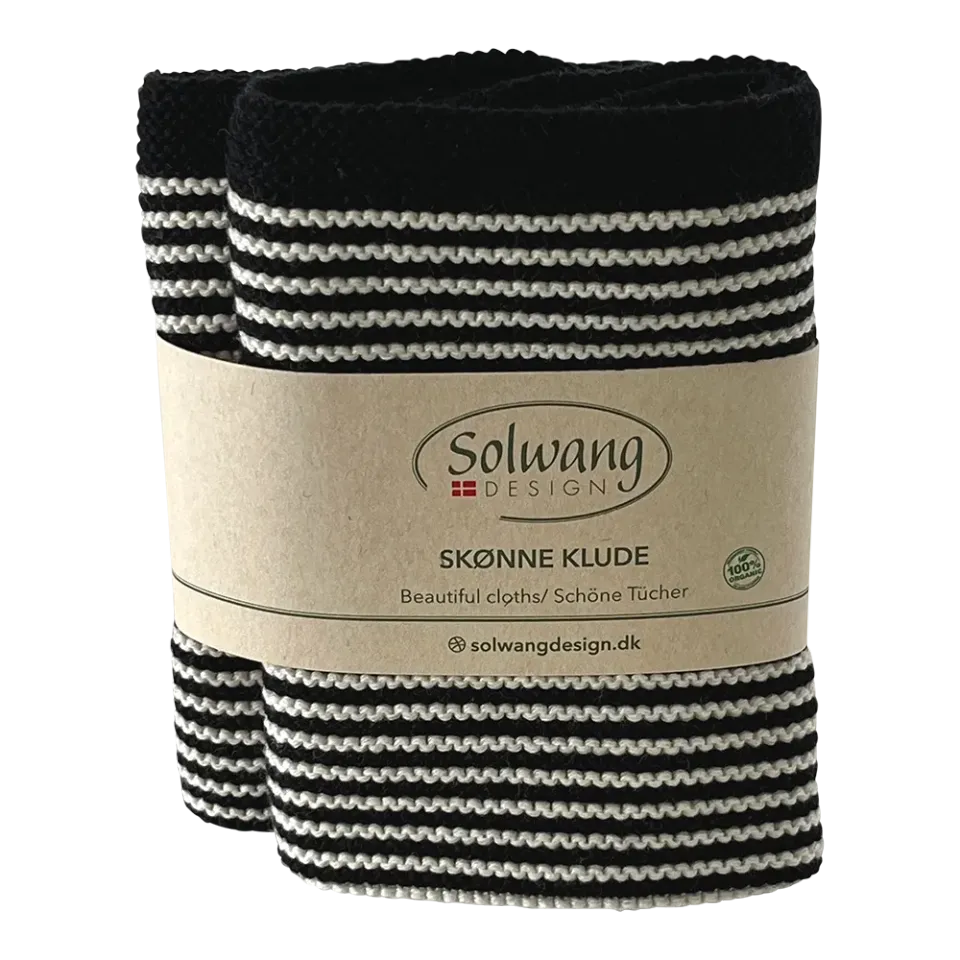 Solwang Design Sort stripe karklut økologisk 2-pak