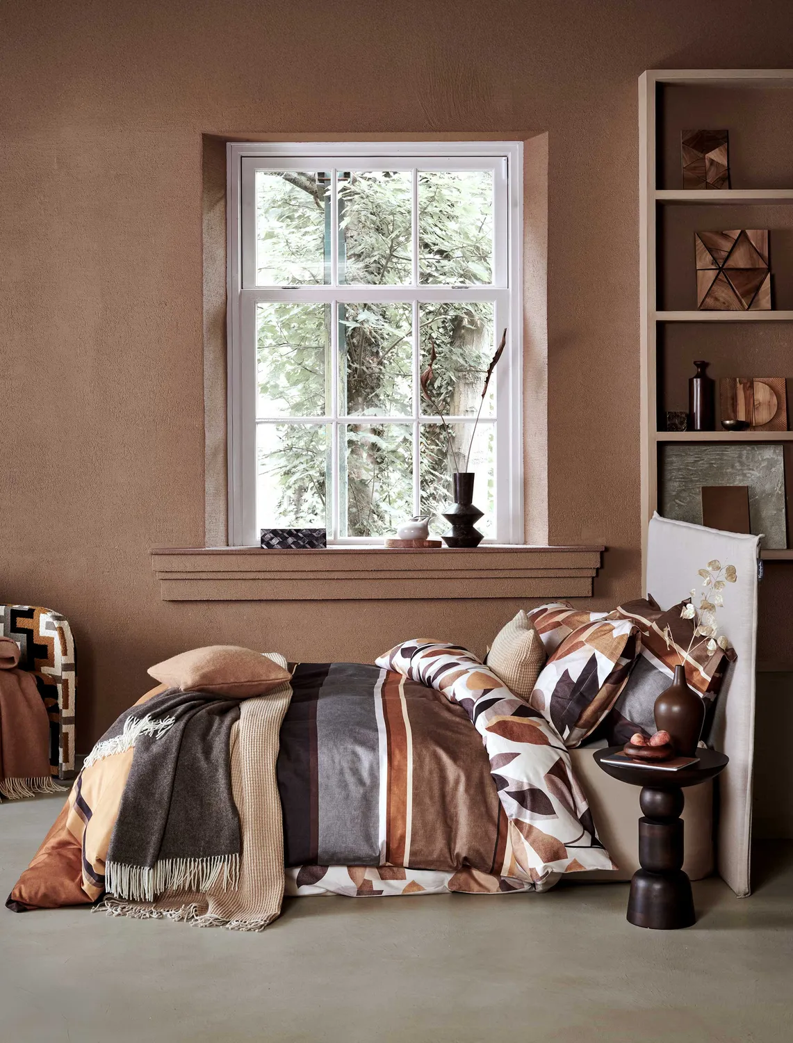 Vandyck Autumn Fern dynetrekk 200x220 taupe blomstret