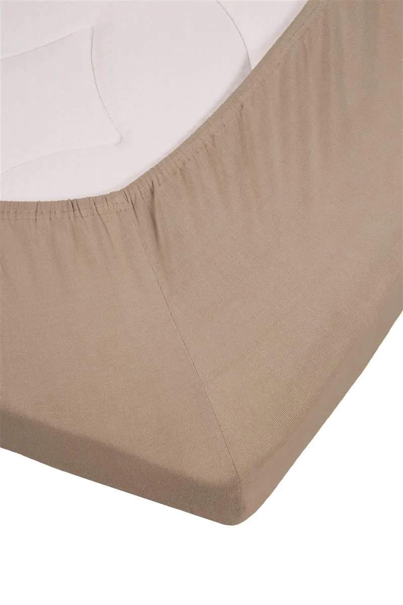 Beddinghouse Jersey Stretch splittopplaken taupe 160x200