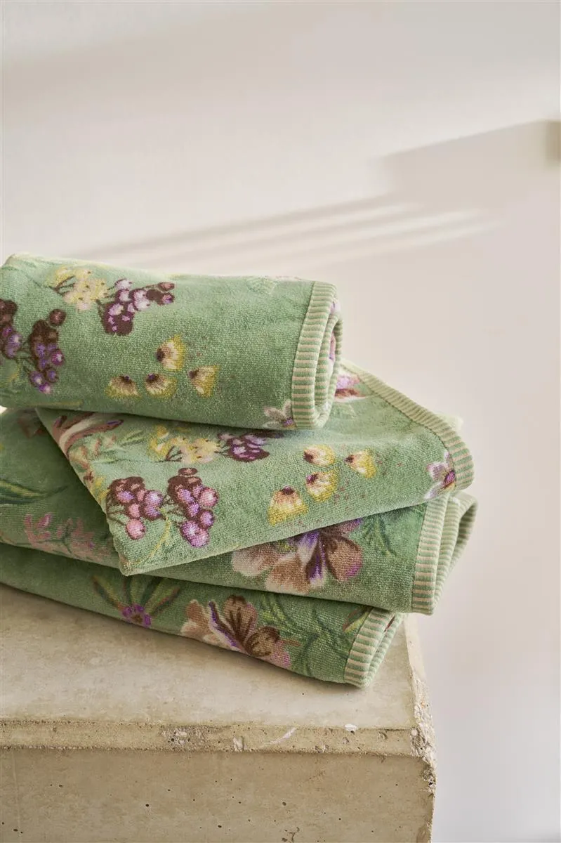Pip Studio Secret Garden badehåndkle 70x140 grønn blomst