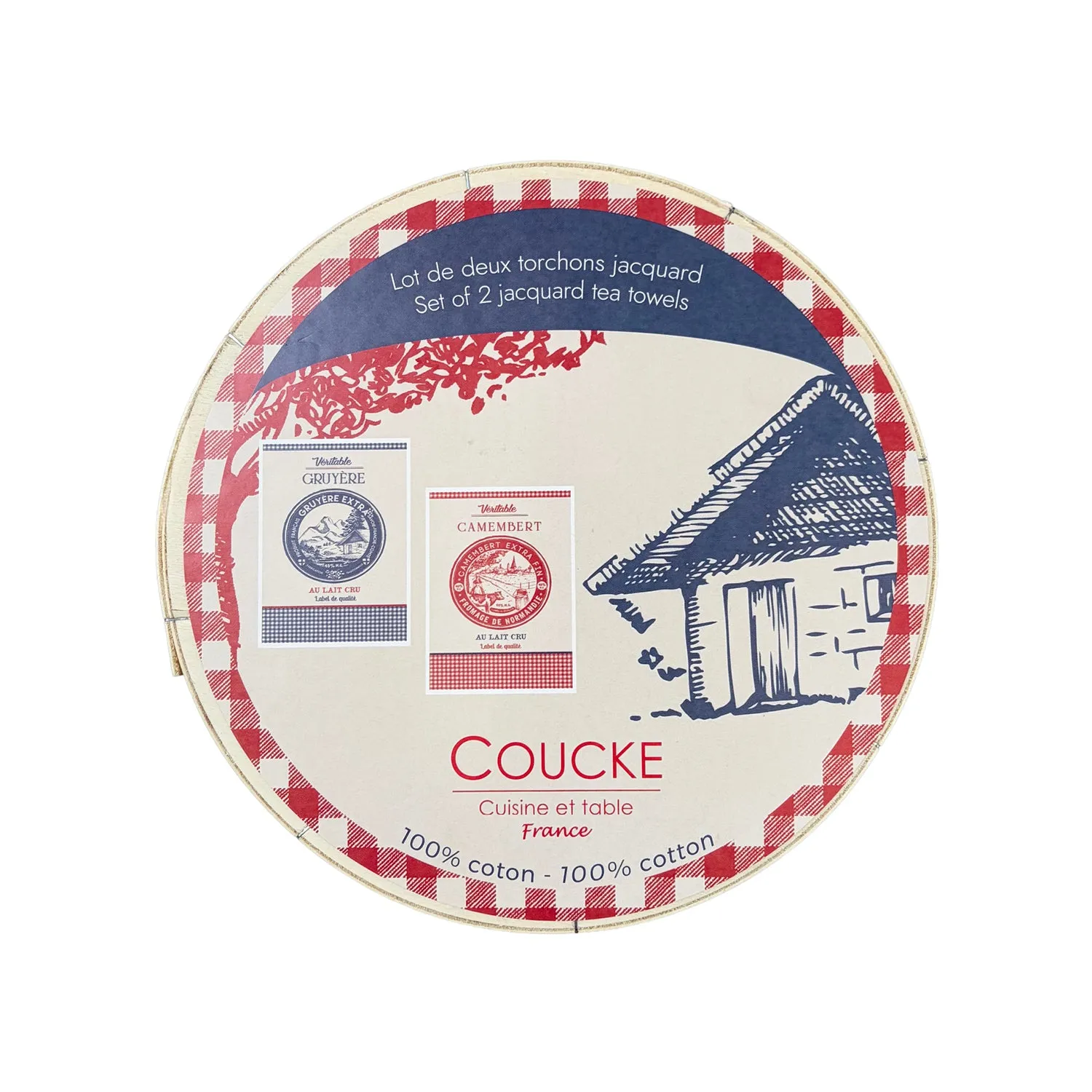 Coucke Gruyère Camembert kjøkkenhåndkle rød 2-pk 50x75