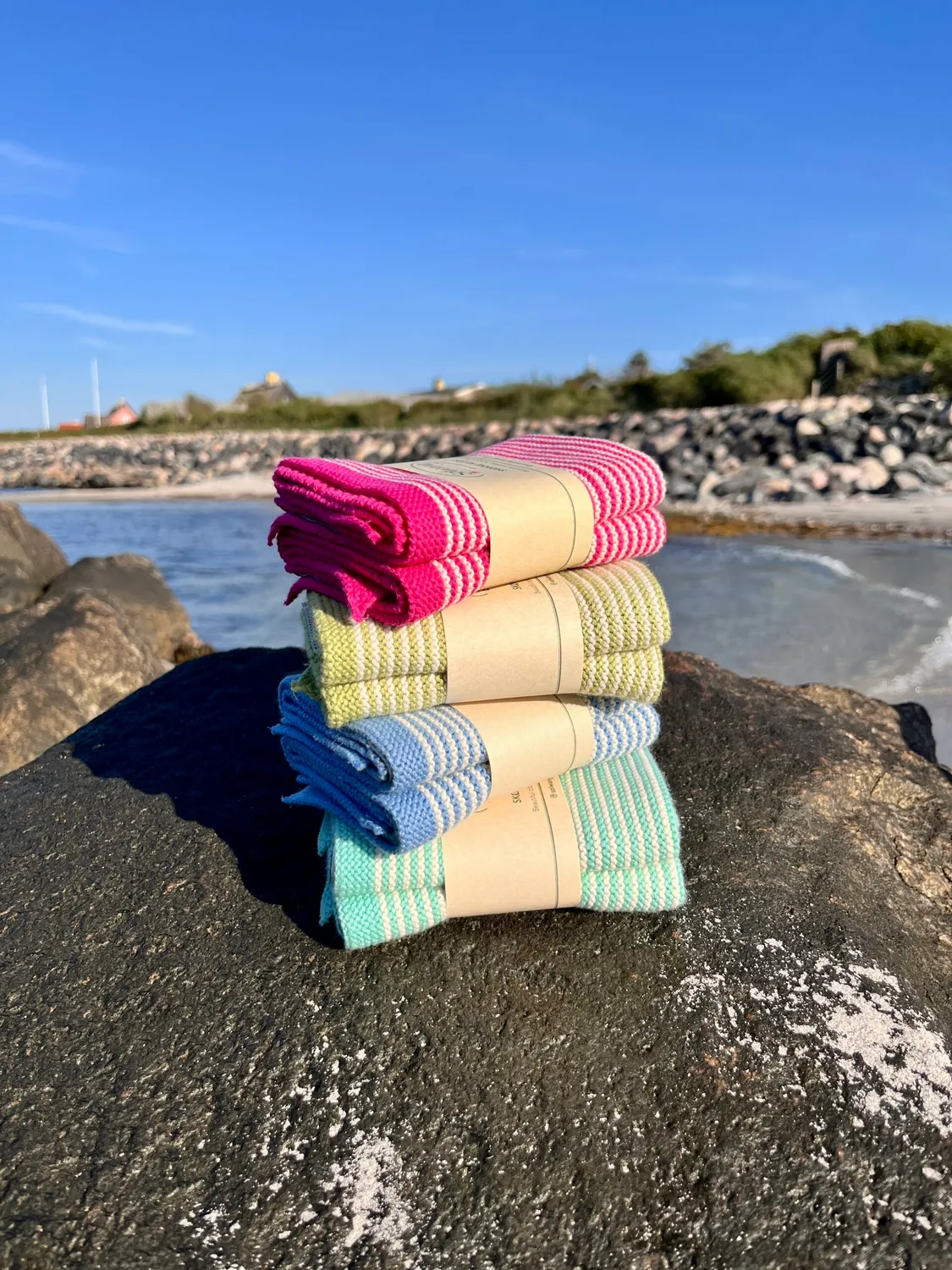 Solwang Design kluter natur rosa stripe 2-pk økologisk
