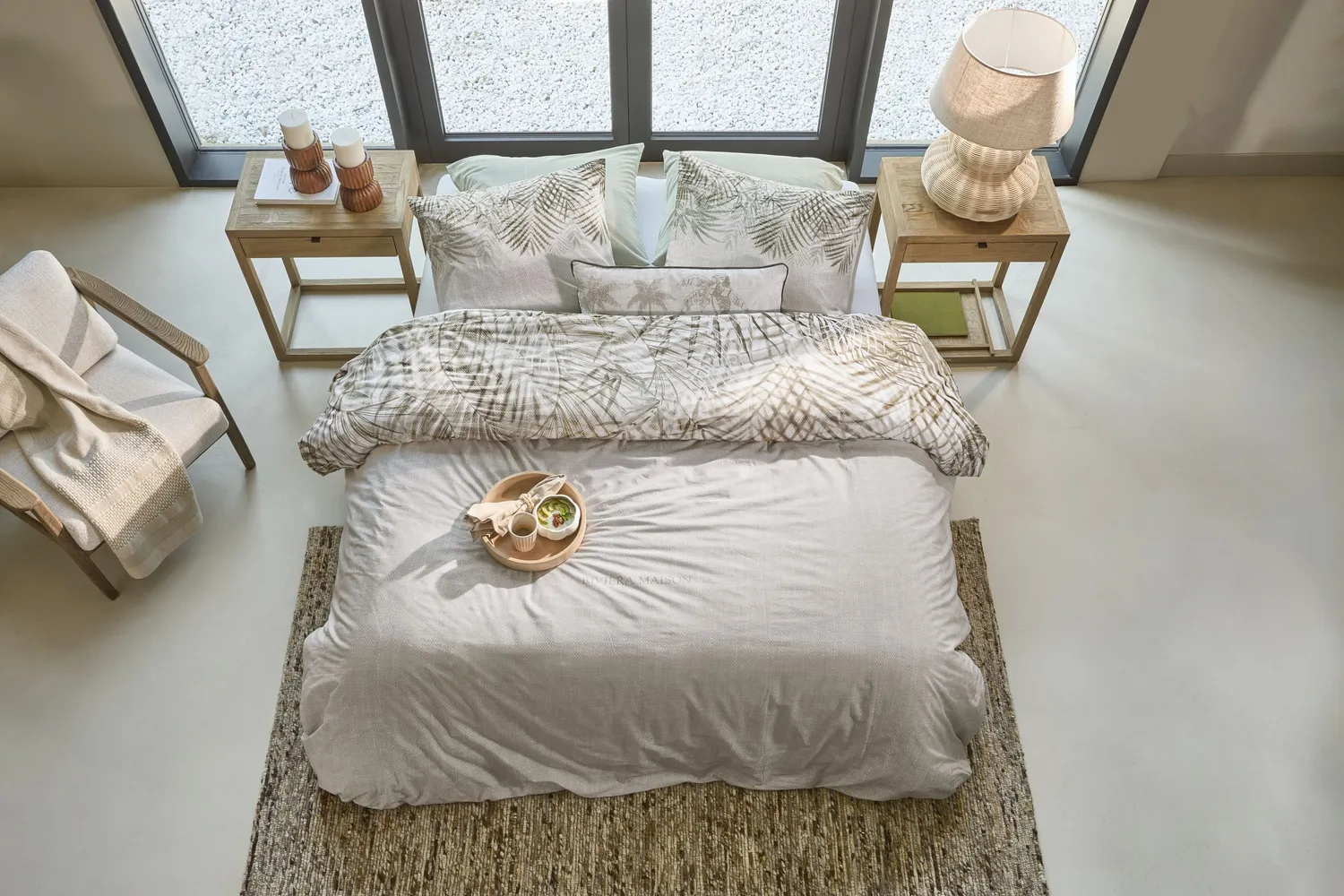 Rivièra Maison Palm Shade dynetrekk naturel 200x200 bomull