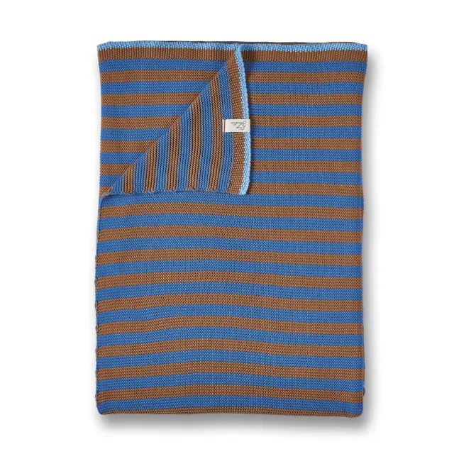 Pip Studio Bonsoir Stripe pledd blått 130x170 cm bomull