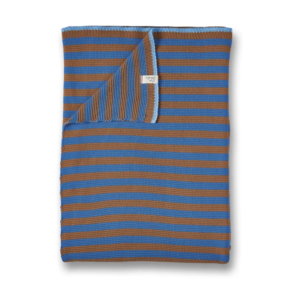 Pip Studio Bonsoir Stripe pledd blått 130x170 cm bomull