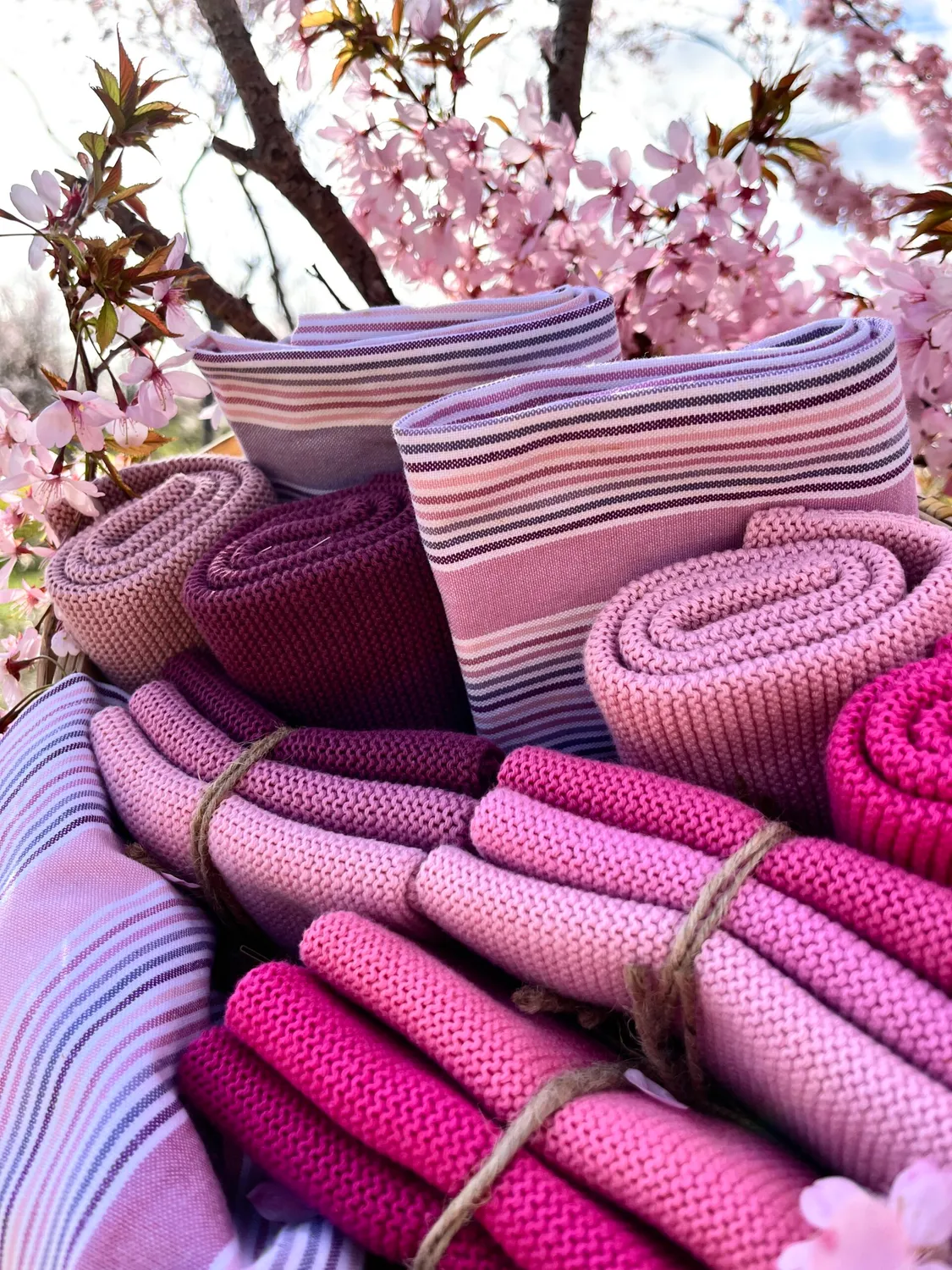 Solwang Design strikket håndkled lys rosa økologisk