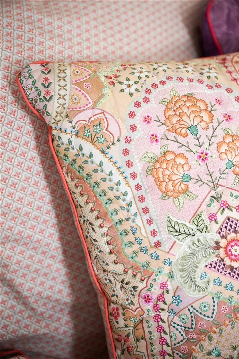 Pip Studio Jabali Flower quiltet pyntepute 45x70 cm korallrød