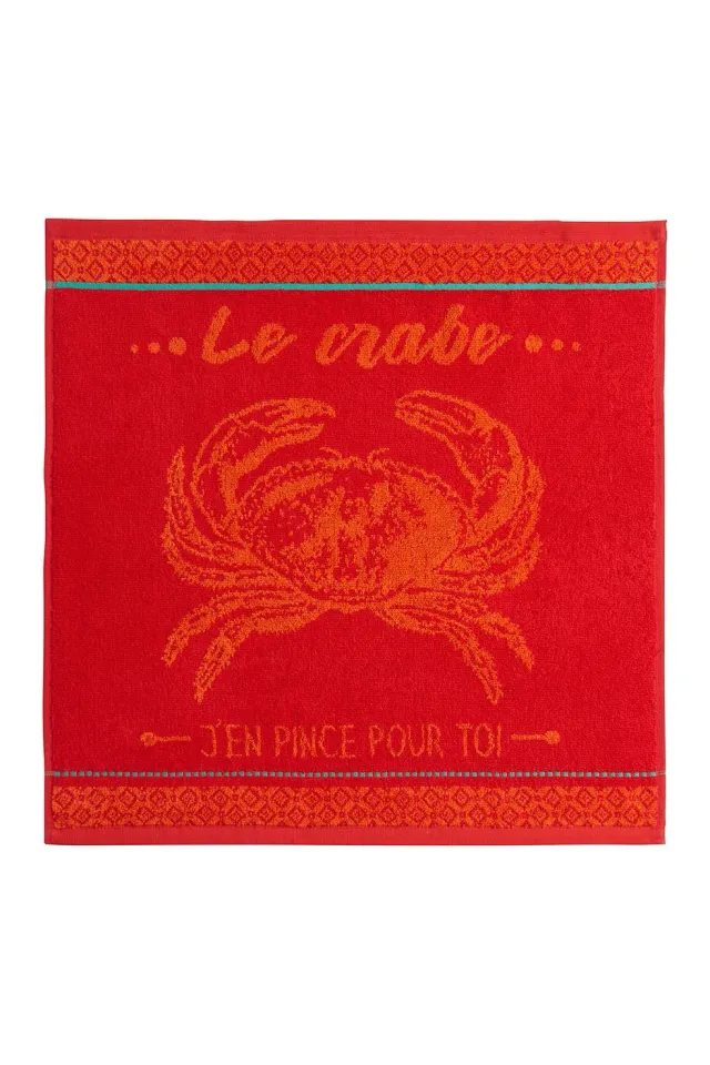 Coucke Red Crab håndkle 50x50 rød frotté bomull