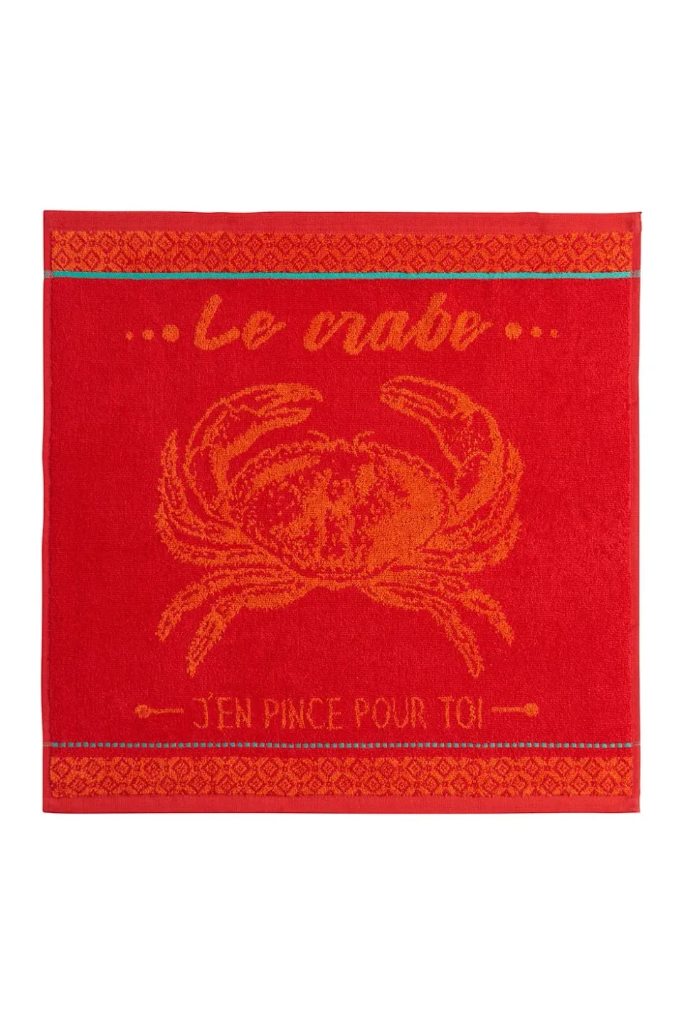 Coucke Red Crab håndkle 50x50 rød frotté bomull