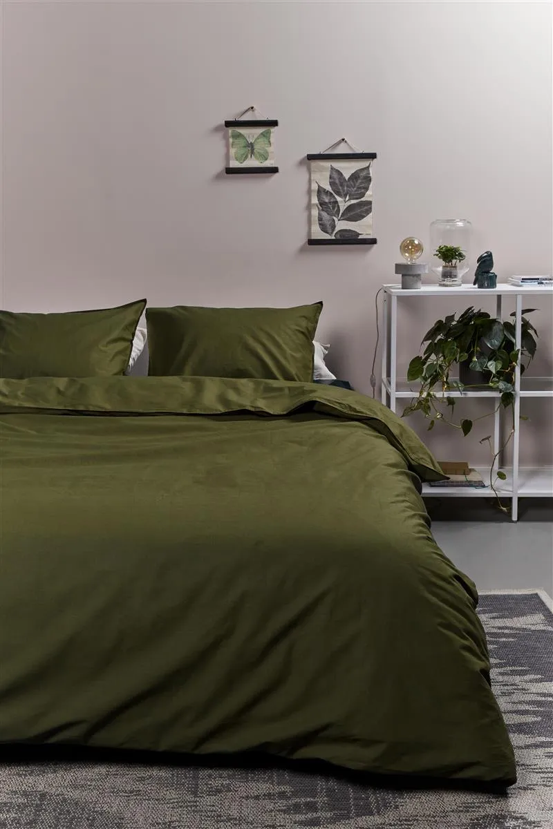 Ambiante Cotton Uni dynetrekk 140x200 olivengrønn bomull
